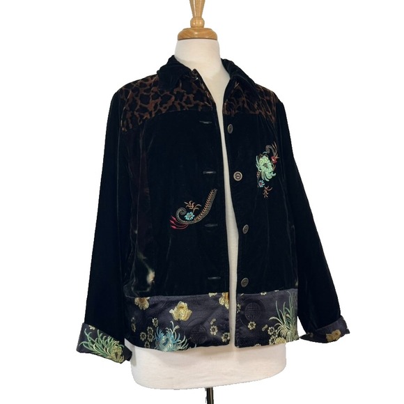 VTG White Stag Jacket Women S Velvet Velour Embroidered Cheetah‎ Animal - Picture 4 of 10